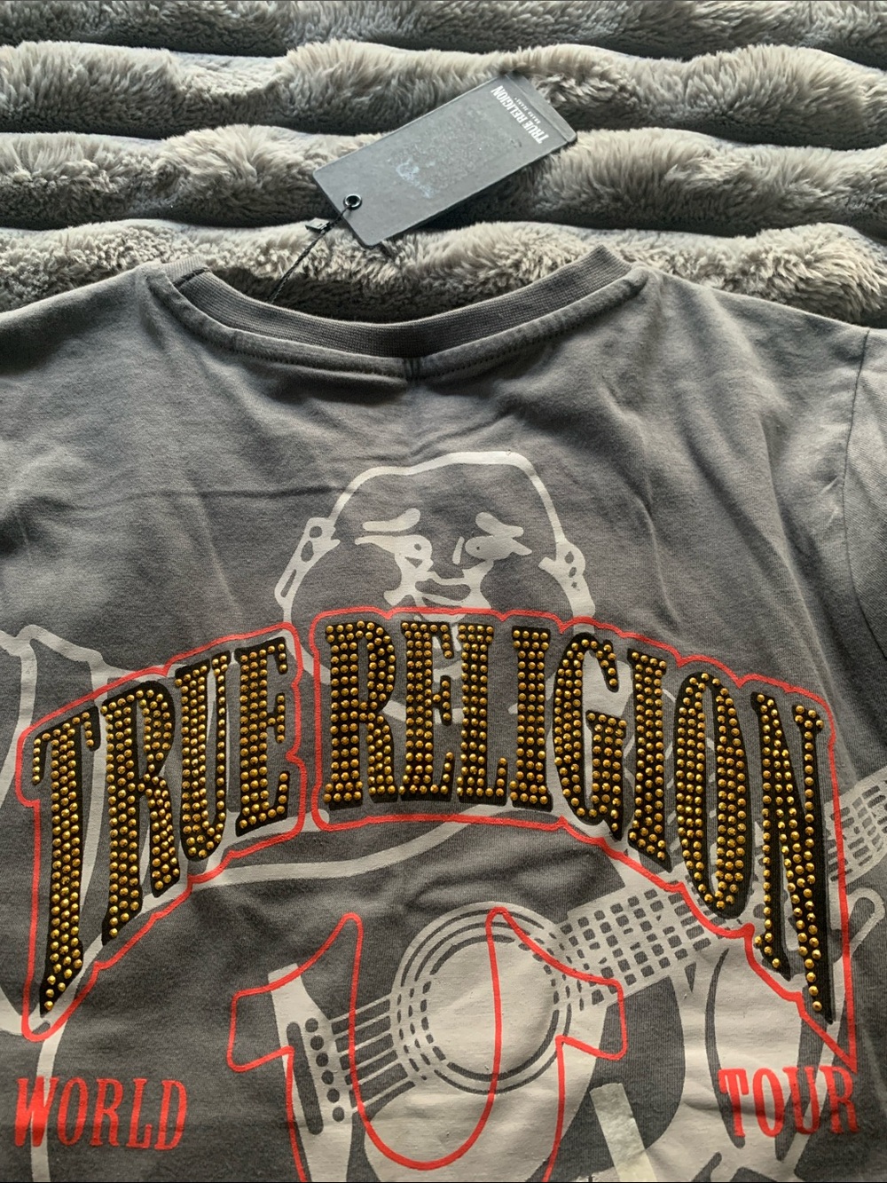 True Religion Youth Gray Crew Neck Logo Tee